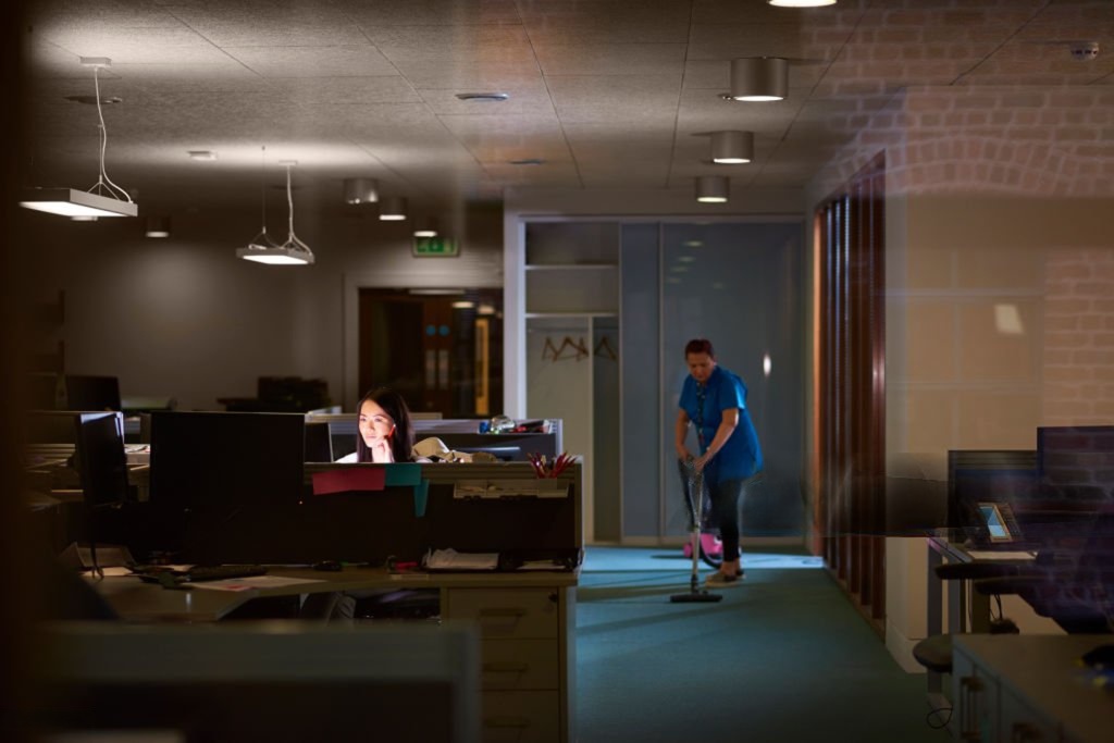 Nightly cleaning of an empty office